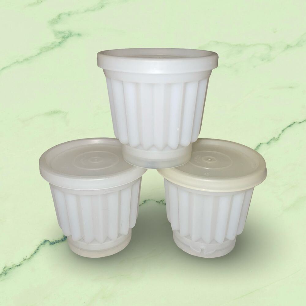 Tupperware Jel-ette Mini Molds Set 3 White 297 Individual Jello Desert Cups VTG - Picture 9 of 9